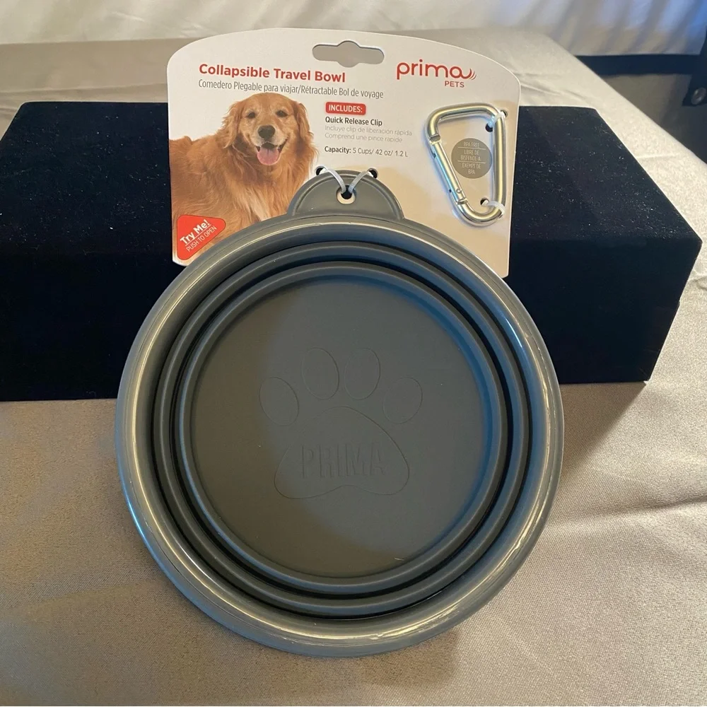 NWT prima pets 2 collapsible travel bowl. Set of two. Capacity 5 cups.
